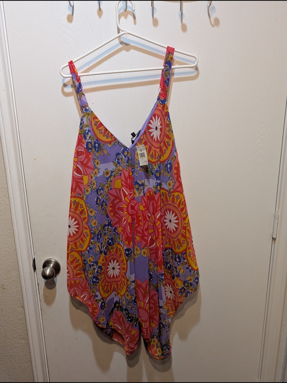 Colorful Floral V-Neck Romper in Purple & Pink